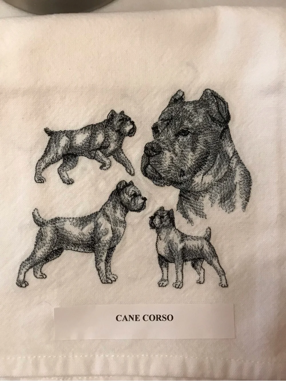 Cane Corso Machine Embroidered Dish Towel